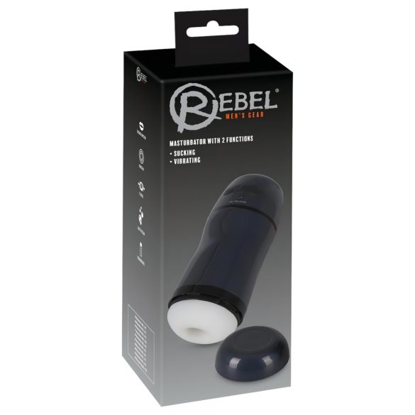 Rebel - Mastrubator negru cu vibrații și funcție de suctiune
