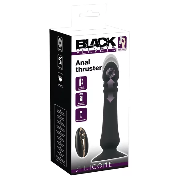 Black Velvets - vibrator anal cu acumulator, cu funcție de împingere (negru)