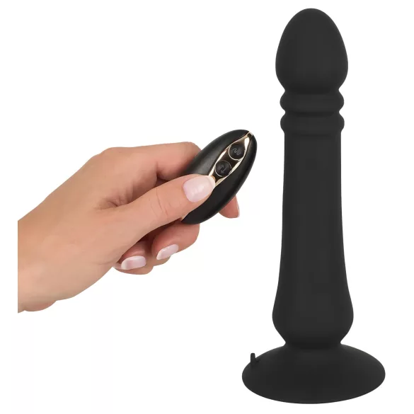Black Velvets - vibrator anal cu acumulator, cu funcție de împingere (negru)