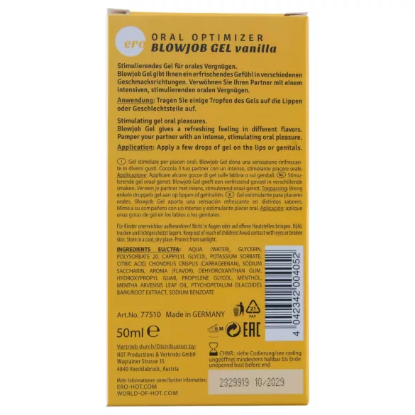 HOT - Blowjob Gel - gel lubrifiant oral - vanilie (50 ml)
