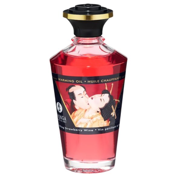 Shunga - ulei masaj încălzitor - șampanie-căpșuni (100ml)