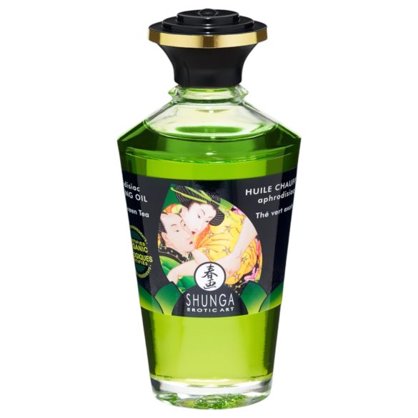 Shunga - ulei de masaj încălzitor - ceai verde (100ml)