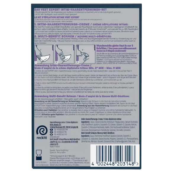 Veet - cremă depilatoare intimă și spumă hidratantă pentru femei (2*50 ml)