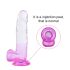 Sunfo - dildo cu ventuză și testicule - 22cm (transparent-violet)