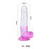 Sunfo - dildo cu ventuză și testicule - 22cm (transparent-violet)