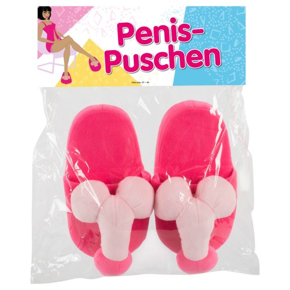 Papuci de pluș - formă penis - roz