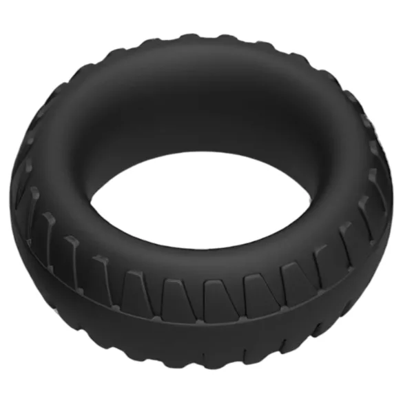 Pulselock Forge - inel pentru penis din silicon cu model de anvelopă (negru) - 30 mm