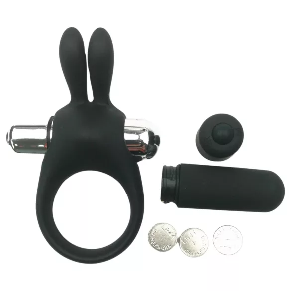 Pulselock Vantr - inel pentru penis cu vibrații și iepuraș (negru) - 30 mm