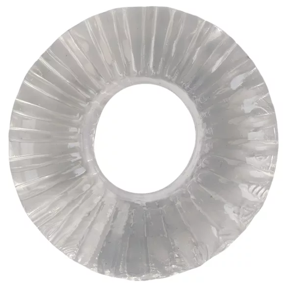 Pulselock Cocktura - inel pentru penis din TPE, cu striații (transparent) - 19 mm