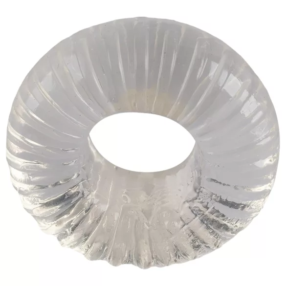 Pulselock Cocktura - inel pentru penis din TPE, cu striații (transparent) - 19 mm