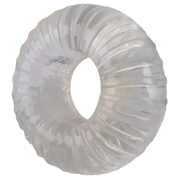 Pulselock Cocktura - inel pentru penis din TPE, cu striații (transparent) - 19 mm