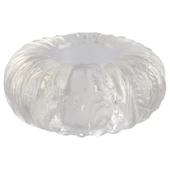 Pulselock Cocktura - inel pentru penis din TPE, cu striații (transparent) - 19 mm
