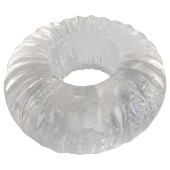 Pulselock Cocktura - inel pentru penis din TPE, cu striații (transparent) - 19 mm