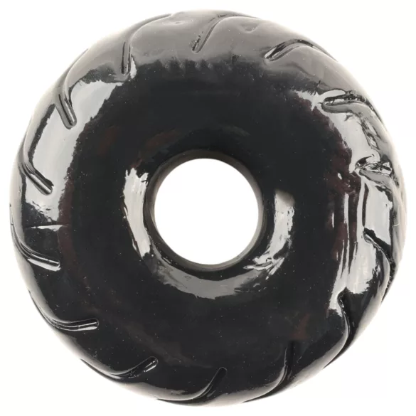 Pulselock Forge - inel pentru penis din TPE cu model de roată (negru) - 19 mm