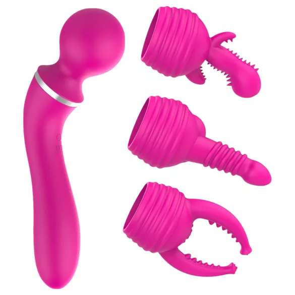 Lonely - vibratoare 2 în 1 masaj și punctul G cu 3 capete interschimbabile roz