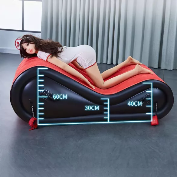 Magic Pillow - Mobil mobilier BDSM gonflabil cu cătușe - mare - roșu