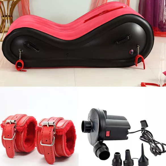 Magic Pillow - Mobil mobilier BDSM gonflabil cu cătușe - mare - roșu