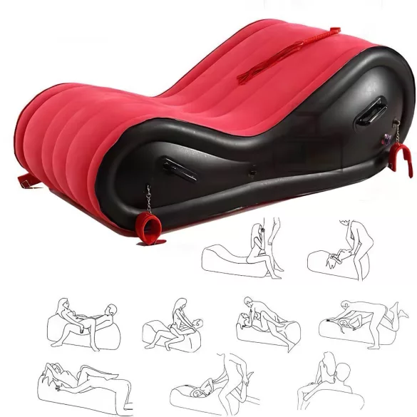 Magic Pillow - Mobil mobilier BDSM gonflabil cu cătușe - mare - roșu