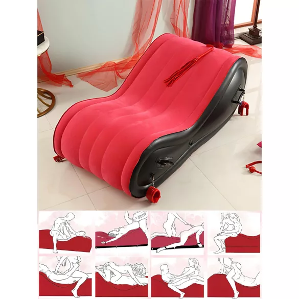 Magic Pillow - Mobil mobilier BDSM gonflabil cu cătușe - mare - roșu