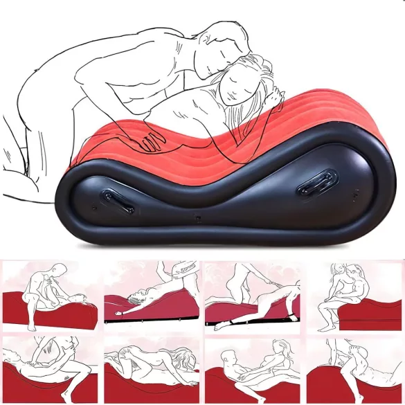 Magic Pillow - Mobil mobilier BDSM gonflabil cu cătușe - mare - roșu