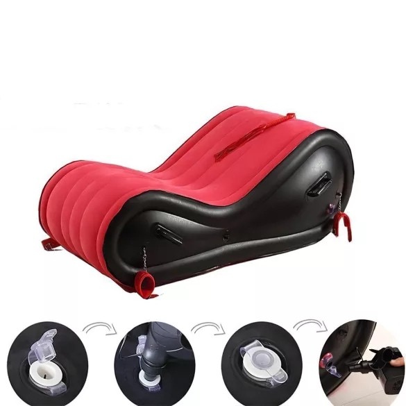 Magic Pillow - Mobil mobilier BDSM gonflabil cu cătușe - mare - roșu