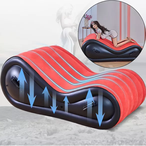 Magic Pillow - Mobil mobilier BDSM gonflabil cu cătușe - mare - roșu