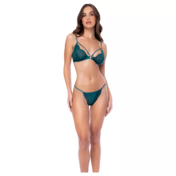 Mapalé - set lenjerie cu bretele și model floral - sutien și chiloți verzi