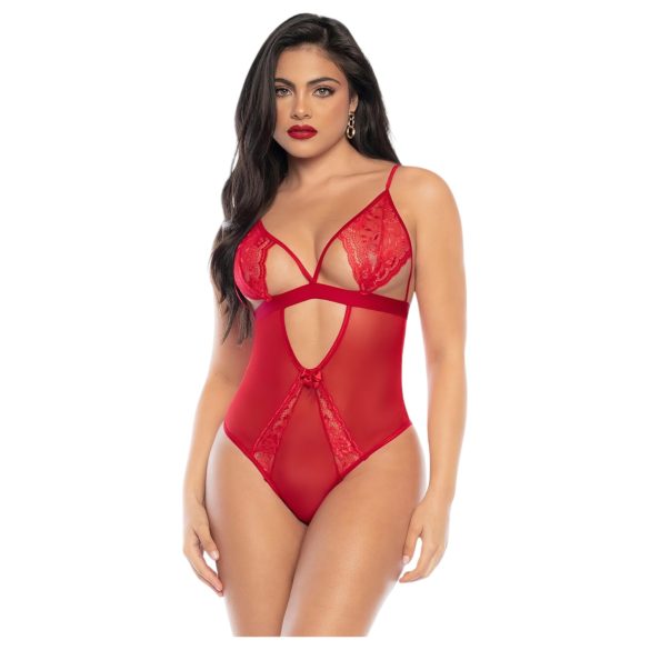 Mapalé - Body din dantelă cu portjartier (roșu) - L/XL