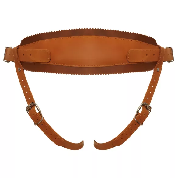 ZADO - chiloți din piele pentru accesorii cu ham - maro - L/XL