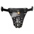 ZADO - jockstrap din piele neagră tip centură de castitate cu 2 lacăte (S-2XL)