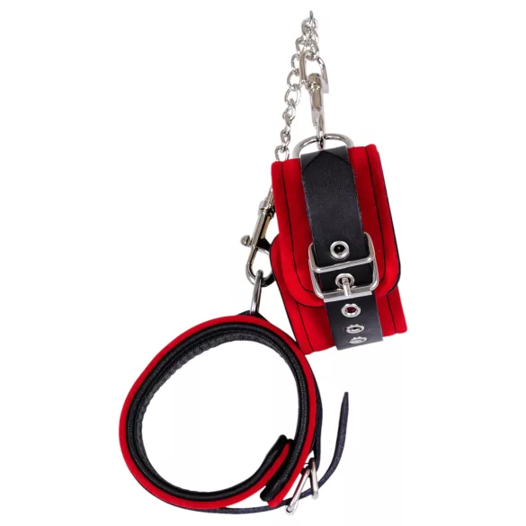 ZADO - cătușe de gleznă din piele (roșu)