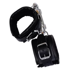   ZADO - cătușe din piele pentru încheieturi - cu carabină - negru
