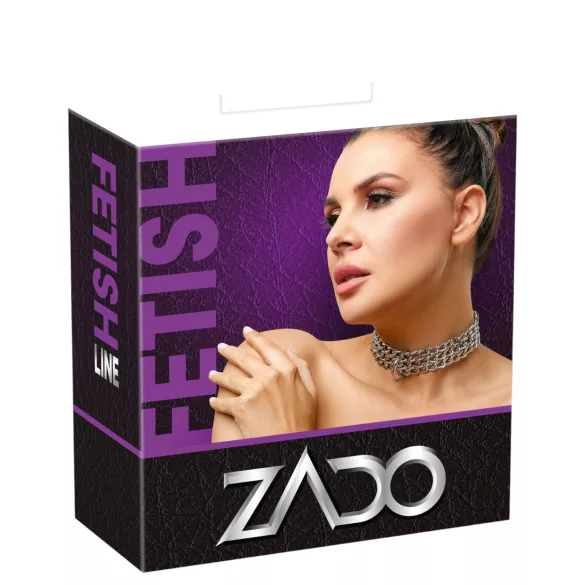 ZADO - zgardă din piele cu lanț pentru jocuri de bondage (negru)