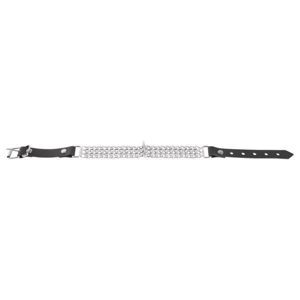 ZADO - zgardă din piele cu lanț pentru jocuri de bondage (negru)
