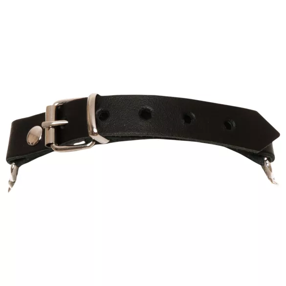 ZADO - zgardă din piele cu lanț pentru jocuri de bondage (negru)