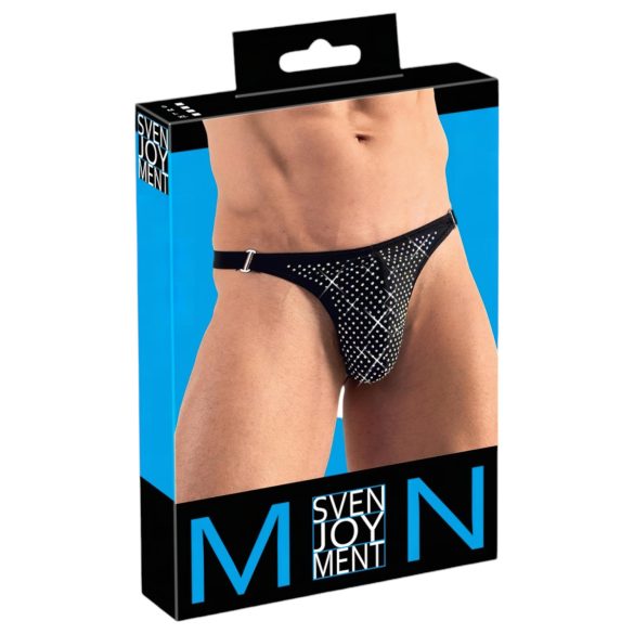 Svenjoyment - tanga bărbătească cu strasuri (negru) - L