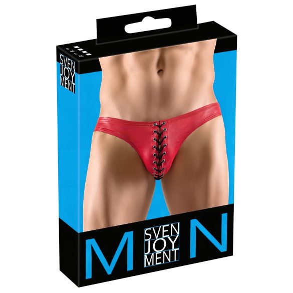 Svenjoyment - lenjerie masculină cu șireturi, negru cu roșu - L