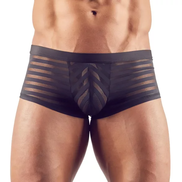 Boxer bărbați transparent cu dungi - negru