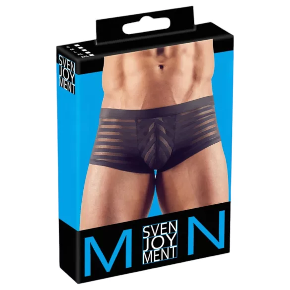 Boxer bărbați transparent cu dungi - negru - L