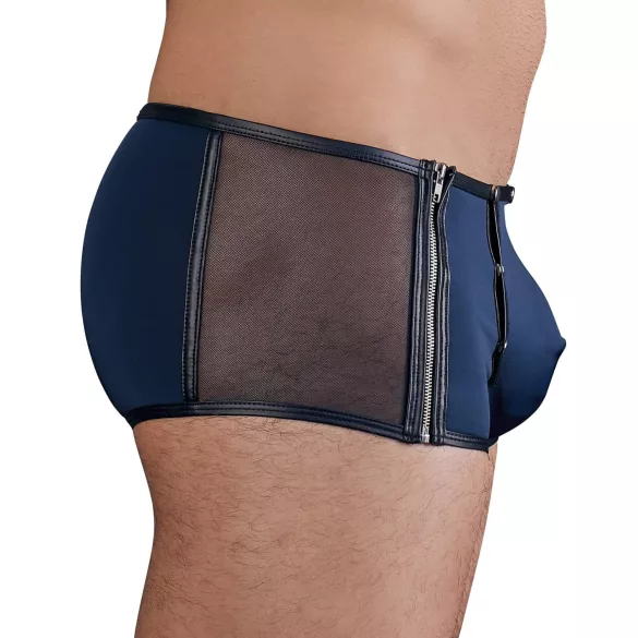NEK - boxer bărbați - dantelă neagră cu șiret - inserții plasă - albastru