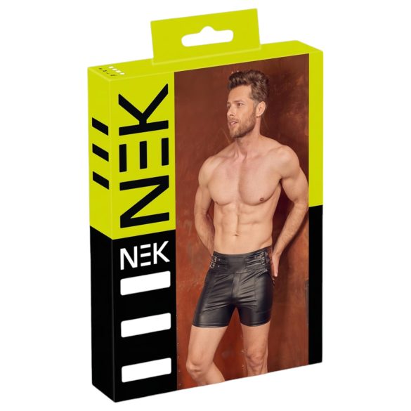NEK - pantaloni scurți bărbătești cu cataramă metalică, model lung (negru)