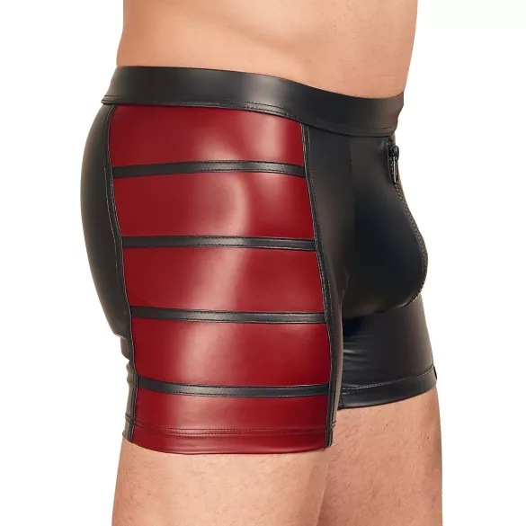 NEK - boxer bărbați cu fermoar - inserții roșii - negru - M