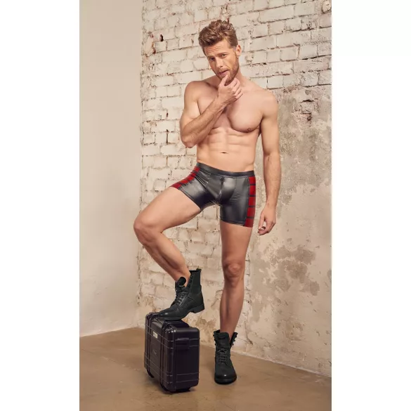 NEK - boxer bărbați cu fermoar - inserții roșii - negru - M