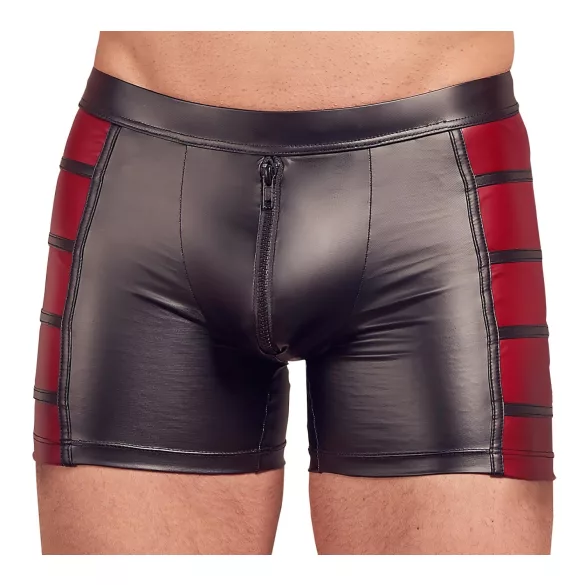 NEK - boxer bărbați cu fermoar - inserții roșii - negru - L