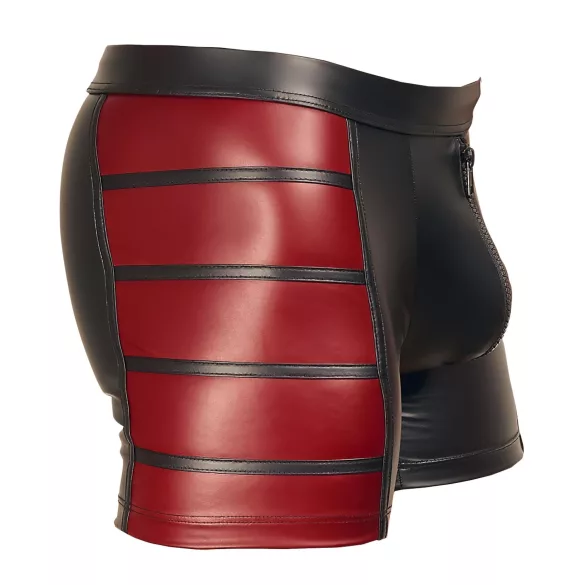 NEK - boxer bărbați cu fermoar - inserții roșii - negru - XL