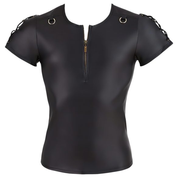 NEK - bluză bărbătească neagră cu efect mat, mânecă scurtă - 2XL