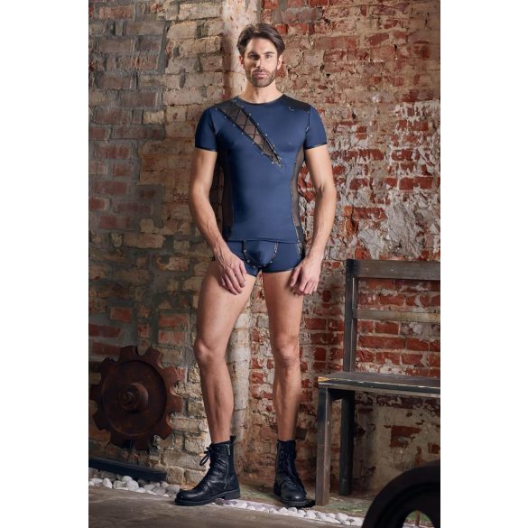 NEK - bluză bărbați - plasă cu șnur decorativ - negru/albastru