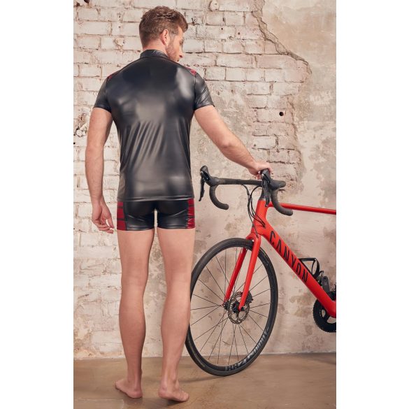 NEK - bluză bărbați cu fermoar - inserții roșii - negru