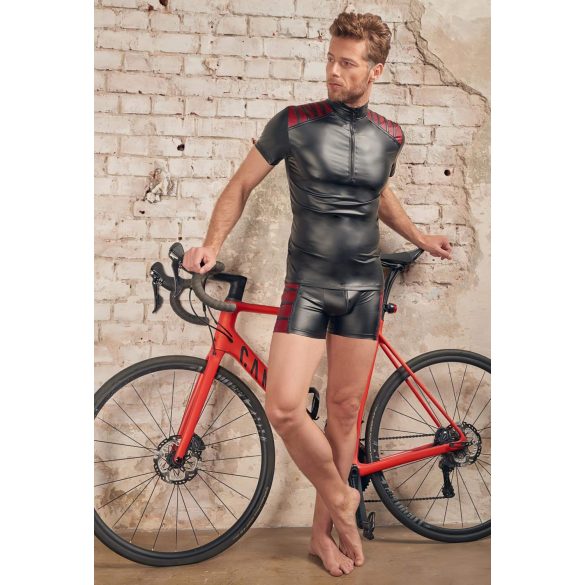 NEK - bluză bărbați cu fermoar - inserții roșii - negru - M