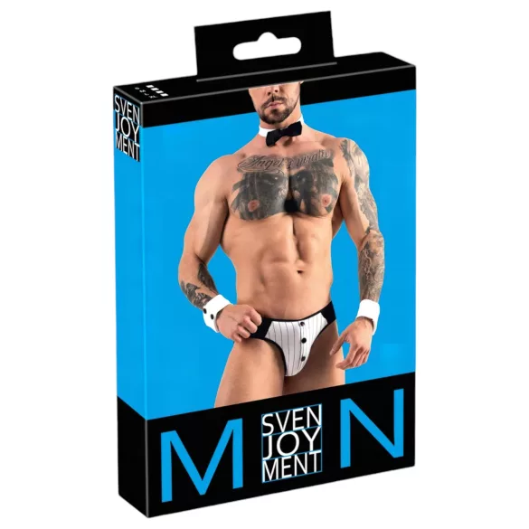 Svenjoyment - costum tanga bărbați chelner - negru-alb - M